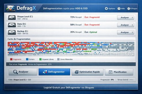 Auslogic Disk Defrag en version récente ou V8.0.24 (Photo non contractuelle)